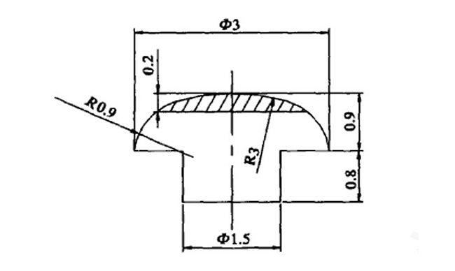 Dessin dimensionnel des contacts de rivets composites AuNi5/CuNi20