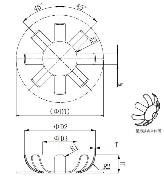 Structure de contact en &eacute;toile